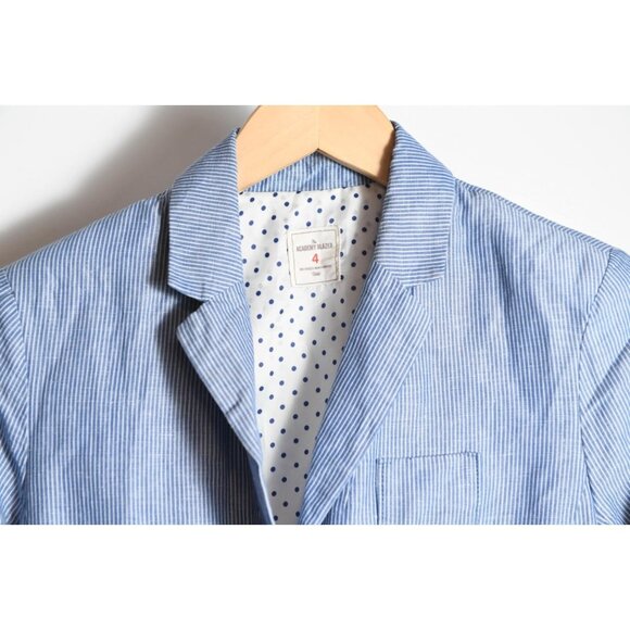 Gap Women's Blue White Seersucker Striped Academy Blazer Jacket Pockets Size 4 - Picture 2 of 10